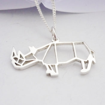 Origami Rhino Pendant on chain