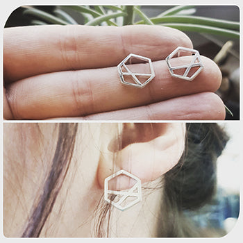 'Similar but Different' Hexagon Stud Earrings