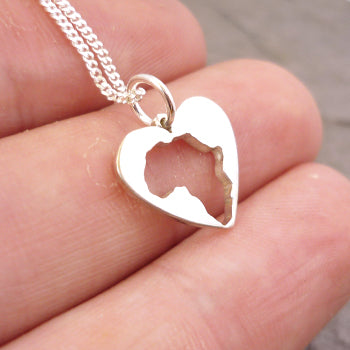 Africa in Heart Pendant on Chain