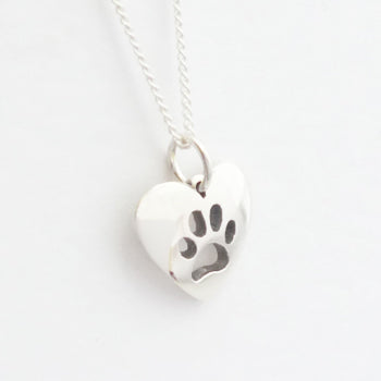 Pawprint Heart Pendant on Chain