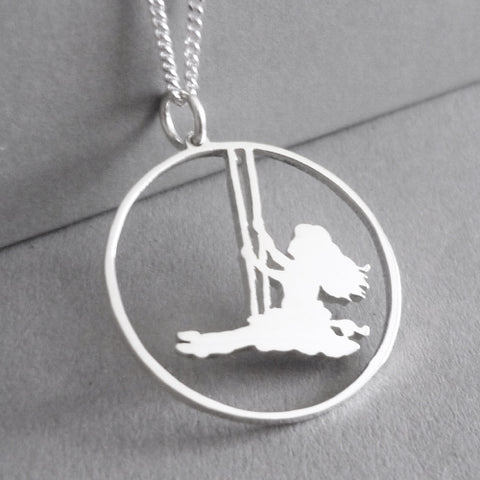 Girl on Swing Pendant on Chain