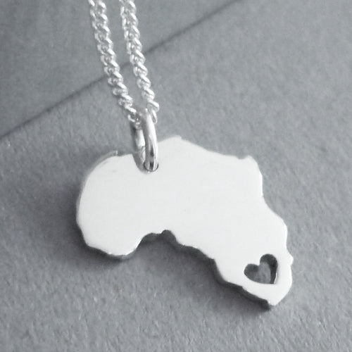 Africa with heart at bottom Pendant