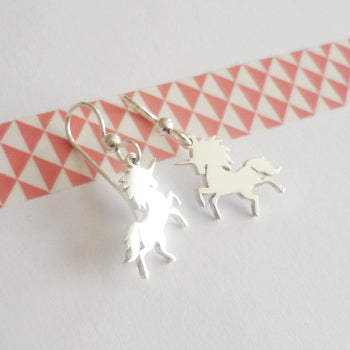 Prancing Unicorn Sterling Silver Earrings