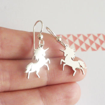 Prancing Unicorn Sterling Silver Earrings
