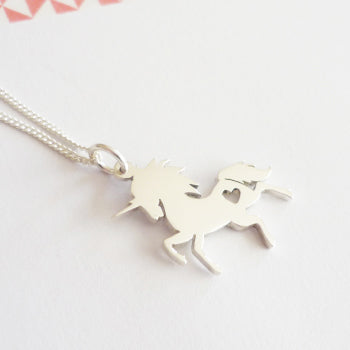Prancing Unicorn Sterling Silver Pendant