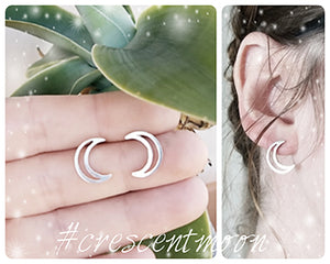Crescent Moon Stud Earrings