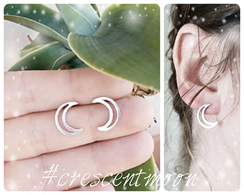 Crescent Moon Stud Earrings
